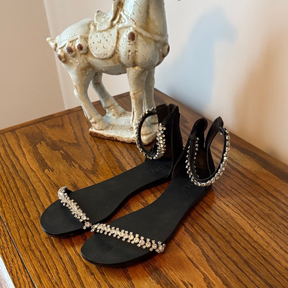INC International Concepts Black Sandals with Rhinestones